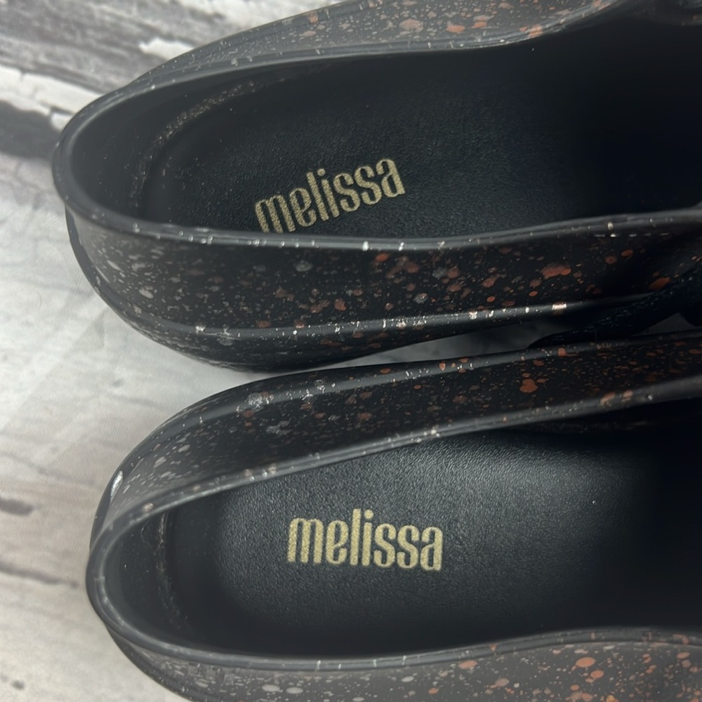 MELISSA - Black with gold/copper/silver Splatter Sneakers - Size 6 - Picture 6 of 9